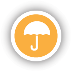 Orange umbrella icon